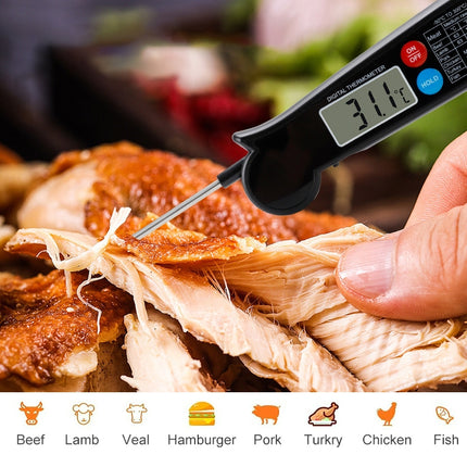 TS-BY54 Kitchen Food Cooking BBQ Foldable Waterproof Probe Thermometer(Black) - DealBuddy