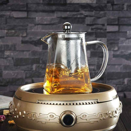 Stainless Steel Clear Heat Resistant Glass Filter Tea Pot, Capacity: 750ml