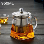 Stainless Steel Clear Heat Resistant Glass Filter Tea Pot, Capacity: 950ml