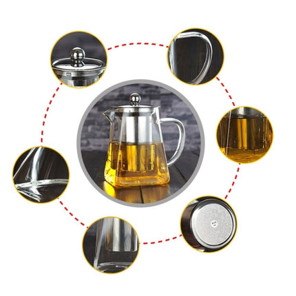 Stainless Steel Clear Heat Resistant Glass Filter Tea Pot, Capacity: 950ml