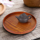 Creative Round Solid Wood Tea Tray Hotel Wooden Tay Storage Tray, Diameter: 37.5cm, Brown, Diameter: 37.5cm - DealBuddy