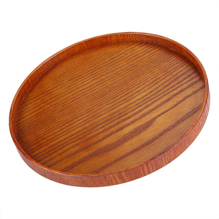 Creative Round Solid Wood Tea Tray Hotel Wooden Tay Storage Tray, Diameter: 37.5cm, Brown, Diameter: 37.5cm - DealBuddy