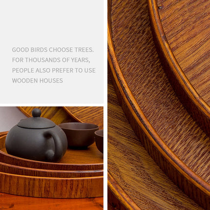 Creative Round Solid Wood Tea Tray Hotel Wooden Tay Storage Tray, Diameter: 37.5cm, Brown, Diameter: 37.5cm - DealBuddy