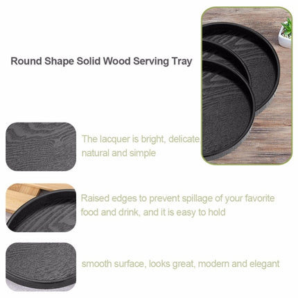 Creative Round Solid Wood Tea Tray Hotel Wooden Tay Storage Tray, Diameter: 30cm, Black, Diameter: 30cm - DealBuddy
