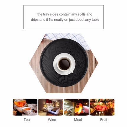 Creative Round Solid Wood Tea Tray Hotel Wooden Tay Storage Tray, Diameter: 30cm, Black, Diameter: 30cm - DealBuddy