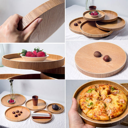 Creative Round Solid Wood Tea Tray Hotel Wooden Tay Storage Tray, Diameter: 30cm