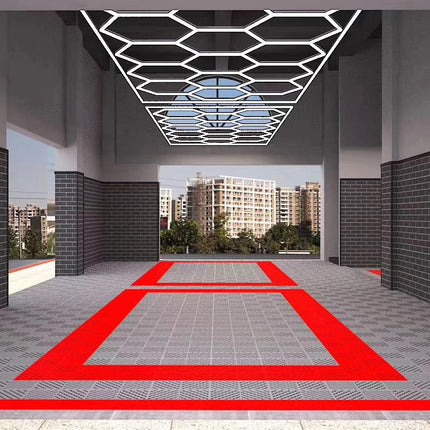 14 Piece Modular LED Hexagon Lights with Border – For Garage, Detailing, Workshop & Studio