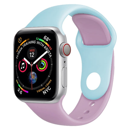 Double Colors Silicone Watch Band for Apple Watch Series 3 & 2 & 1 42mm (Light Blue+Light Pink) - DealBuddy