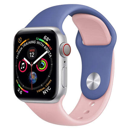 Double Colors Silicone Watch Band for Apple Watch Series 3 & 2 & 1 42mm (Light Blue+Light Pink) - DealBuddy