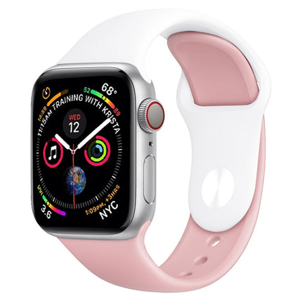 Double Colors Silicone Watch Band for Apple Watch Series 3 & 2 & 1 38mm (White+Red) - DealBuddy