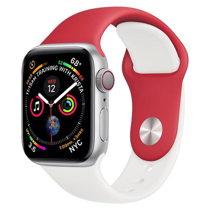 Double Colors Silicone Watch Band for Apple Watch Series 3 & 2 & 1 38mm (White+Red) - DealBuddy