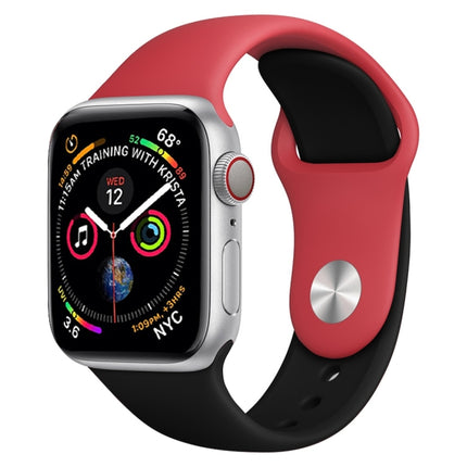 Double Colors Silicone Watch Band for Apple Watch Series 3 & 2 & 1 38mm (White+Red) - DealBuddy