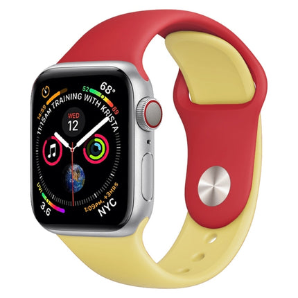 Double Colors Silicone Watch Band for Apple Watch Series 3 & 2 & 1 38mm (White+Red) - DealBuddy