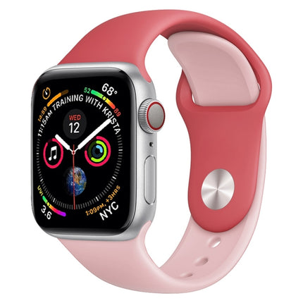 Double Colors Silicone Watch Band for Apple Watch Series 3 & 2 & 1 38mm (White+Red) - DealBuddy