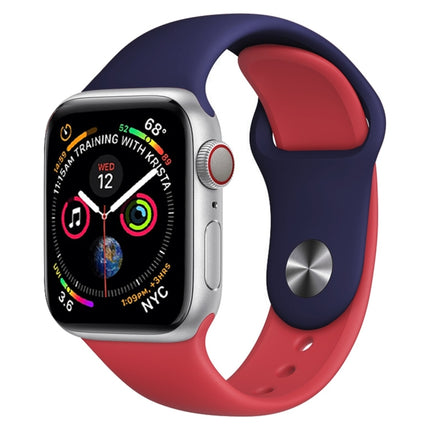 Double Colors Silicone Watch Band for Apple Watch Series 3 & 2 & 1 38mm (White+Red) - DealBuddy