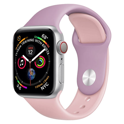 Double Colors Silicone Watch Band for Apple Watch Series 3 & 2 & 1 38mm (White+Red) - DealBuddy