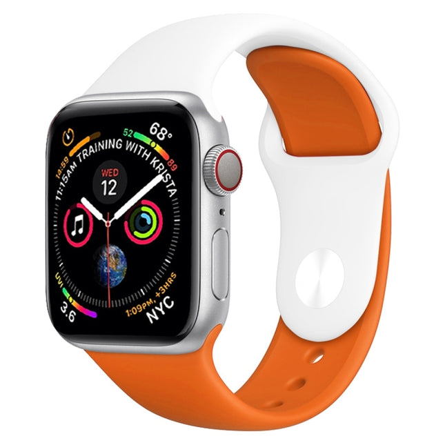 Double Colors Silicone Watch Band for Apple Watch Series 3 & 2 & 1 38mm (White+Red) - DealBuddy