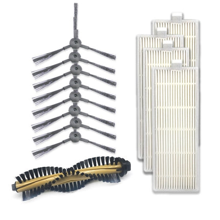 XI217 4 Pairs K614 Side Brushes + 4 PCS I207 Filters + Main Brush I202 Set for  ILIFE A4
