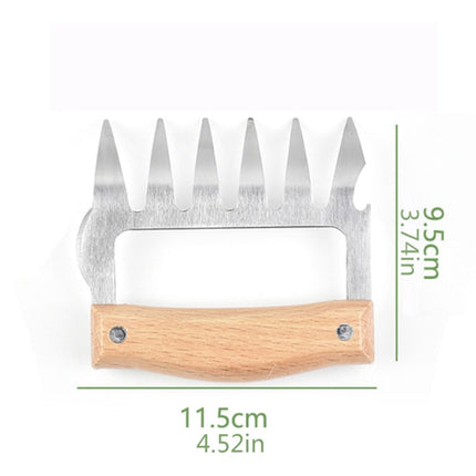 2 PCS Bear Claw Shaped stainless steel Barbecue Fork Chicken Shredded Wooden Handle  Anti-skid Creative Kitchen Fork Claw Meat Claw Splitter with