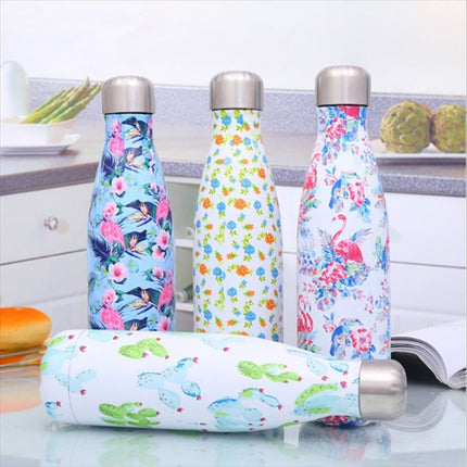 Animals Plants Pattern Thermal Cup Vacuum Flask Heat Water Bottle Portable Stainless Steel Sports Kettle - DealBuddy