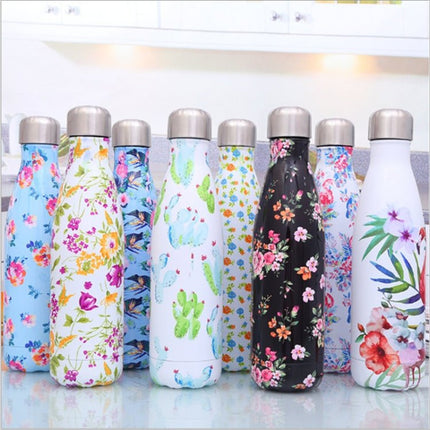 Animals Plants Pattern Thermal Cup Vacuum Flask Heat Water Bottle Portable Stainless Steel Sports Kettle - DealBuddy