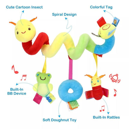 Baby Caterpillar Cot Spiral Toy Cartoon Animal Baby With Rattle Bee Pram Hanging Soothing Toy - DealBuddy