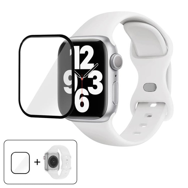 Butterfly Buckle Silicone Watch Band with 3D Curved Film, For Apple Watch Series 10 46mm, For Apple Watch Series 10 42mm, For Apple Watch Series 44mm - DealBuddy