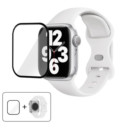 Butterfly Buckle Silicone Watch Band with 3D Curved Film, For Apple Watch Series 10 46mm, For Apple Watch Series 10 42mm, For Apple Watch Series 44mm - DealBuddy