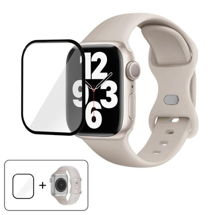 Butterfly Buckle Silicone Watch Band with 3D Curved Film, For Apple Watch Series 10 46mm, For Apple Watch Series 10 42mm, For Apple Watch Series 44mm - DealBuddy