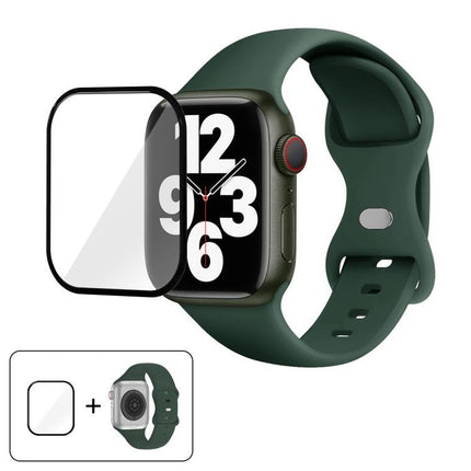 Butterfly Buckle Silicone Watch Band with 3D Curved Film, For Apple Watch Series 10 46mm, For Apple Watch Series 10 42mm, For Apple Watch Series 44mm - DealBuddy