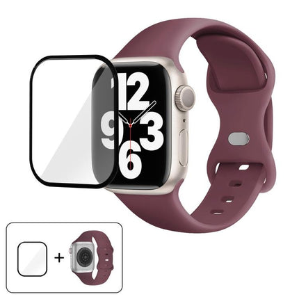 Butterfly Buckle Silicone Watch Band with 3D Curved Film, For Apple Watch Series 10 46mm, For Apple Watch Series 10 42mm, For Apple Watch Series 44mm - DealBuddy