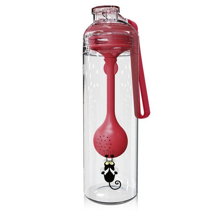 Cartoon Cat Pattern Tea Water Separation Plastic Cup With Spoon - DealBuddy