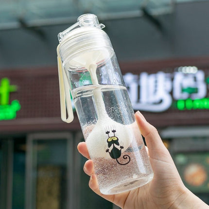 Cartoon Cat Pattern Tea Water Separation Plastic Cup With Spoon - DealBuddy