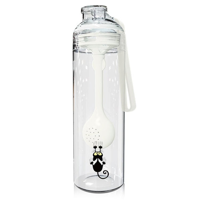 Cartoon Cat Pattern Tea Water Separation Plastic Cup With Spoon - DealBuddy