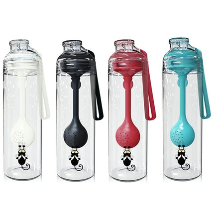 Cartoon Cat Pattern Tea Water Separation Plastic Cup With Spoon - DealBuddy