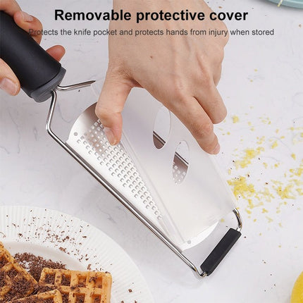 Cheese Grater Stainless Steel Blade Cheese Slicer Lemon Grater Chocolate Scraping Planer with Protective Cover - DealBuddy