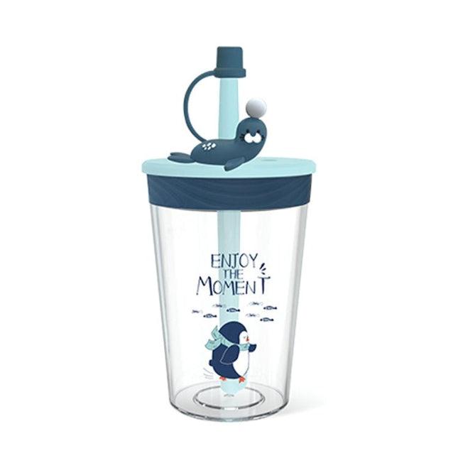 Children Cartoon Marine Animal Straw Drinking Cup Safe And Environmentally Friendly Plastic Drinking Cup - DealBuddy