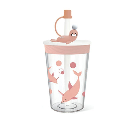 Children Cartoon Marine Animal Straw Drinking Cup Safe And Environmentally Friendly Plastic Drinking Cup - DealBuddy
