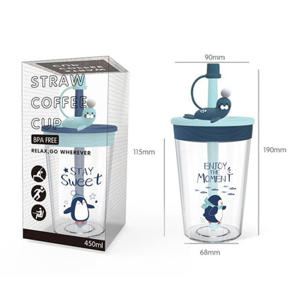 Children Cartoon Marine Animal Straw Drinking Cup Safe And Environmentally Friendly Plastic Drinking Cup - DealBuddy
