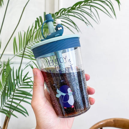 Children Cartoon Marine Animal Straw Drinking Cup Safe And Environmentally Friendly Plastic Drinking Cup - DealBuddy