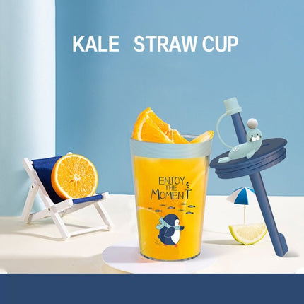Children Cartoon Marine Animal Straw Drinking Cup Safe And Environmentally Friendly Plastic Drinking Cup - DealBuddy