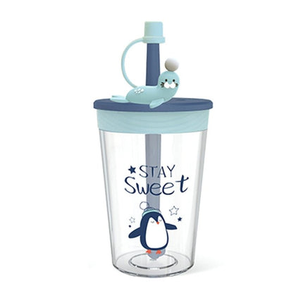 Children Cartoon Marine Animal Straw Drinking Cup Safe And Environmentally Friendly Plastic Drinking Cup - DealBuddy