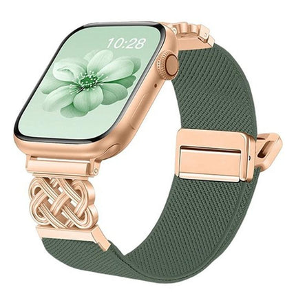 Chinese Knot Magnetic Buckle Twill Stretch Nylon Watch Band, For Apple Watch 49mm / 46mm / 45mm / 44mm, For Apple Watch 42mm / 41mm / 40mm / 38mm - DealBuddy