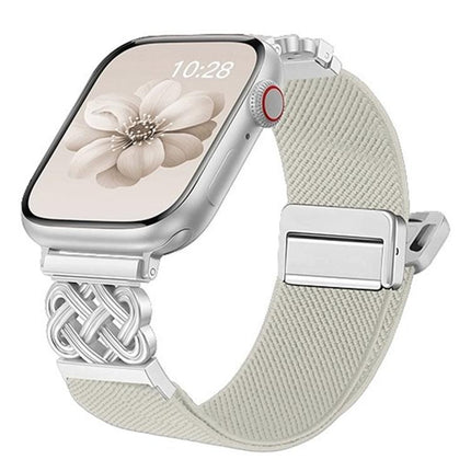 Chinese Knot Magnetic Buckle Twill Stretch Nylon Watch Band, For Apple Watch 49mm / 46mm / 45mm / 44mm, For Apple Watch 42mm / 41mm / 40mm / 38mm - DealBuddy
