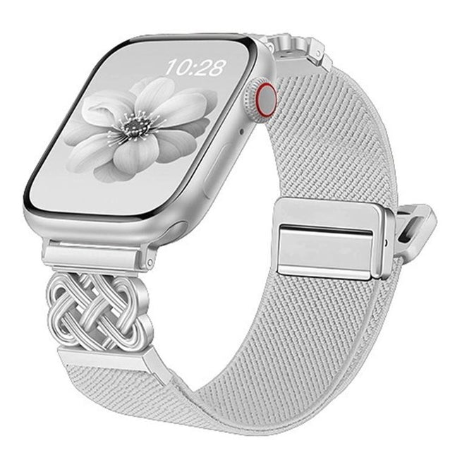 Chinese Knot Magnetic Buckle Twill Stretch Nylon Watch Band, For Apple Watch 49mm / 46mm / 45mm / 44mm, For Apple Watch 42mm / 41mm / 40mm / 38mm - DealBuddy