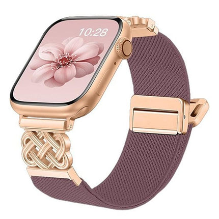 Chinese Knot Magnetic Buckle Twill Stretch Nylon Watch Band, For Apple Watch 49mm / 46mm / 45mm / 44mm, For Apple Watch 42mm / 41mm / 40mm / 38mm - DealBuddy