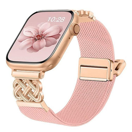 Chinese Knot Magnetic Buckle Twill Stretch Nylon Watch Band, For Apple Watch 49mm / 46mm / 45mm / 44mm, For Apple Watch 42mm / 41mm / 40mm / 38mm - DealBuddy