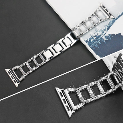 Colorful Diamond Stainless Steel Watch Band for Apple Watch Ultra 49mm&Watch Ultra 2 49mm / Series 10 46mm / 9&8&7 45mm / SE 3&SE 2&6&SE&5&4 44mm / 3&2&1 42mm - DealBuddy