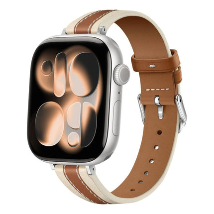 Composite Stitching Genuine Leather Watch Band, For Apple Watch 46mm / 49mm / 45mm / 44mm, For Apple Watch 42mm / 41mm / 40mm / 38mm - DealBuddy