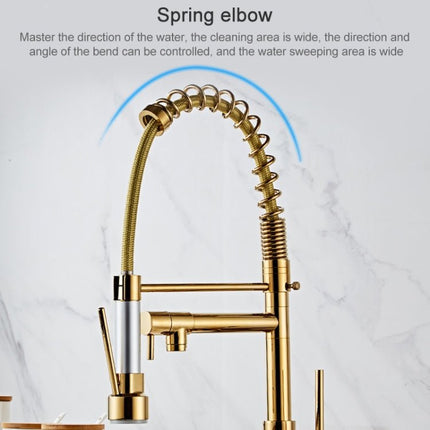 Copper Pull Type Large Spring Double Outlet Kitchen Sink Hot Cold Faucet - DealBuddy